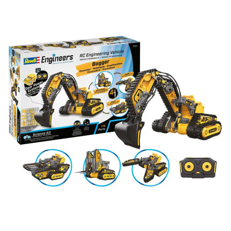Revell Engineers RC Engineering Vehicle 4in1 Bausatz – 176 Teile, 2.4 GHz, ab 8 Jahren