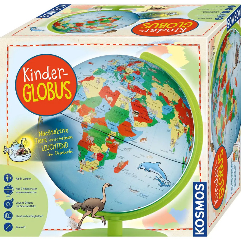 KOSMOS Kinder Globus zum Zusammenstecken – Lernspielzeug Geografie für Kinder ab 7 J.