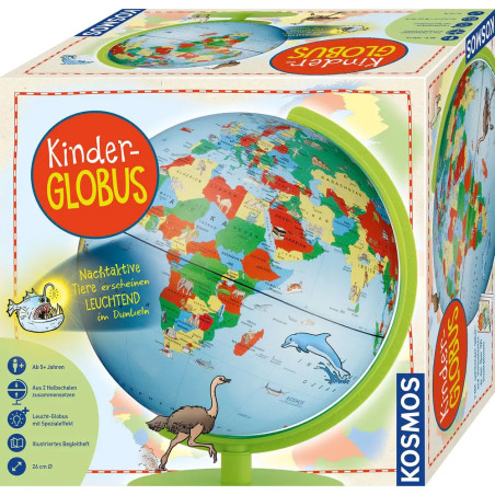 KOSMOS Kinder Globus zum Zusammenstecken – Lernspielzeug Geografie für Kinder ab 7 J.