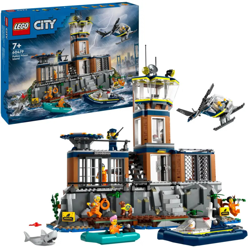 LEGO City 60419 Polizeistation auf der Gefängnisinsel – Actionreiches Set mit 980 Teilen | Ab 7 Jahren