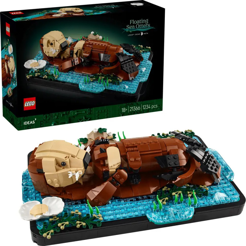 LEGO Ideas 21366 Seeotter mit Baby | Detailverliebtes Ausstellungsstück & Geschenk für Tierliebhaber