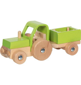 Gollnest & Kiesel Holz-Traktor mit Anhänger – Abnehmbar | Fördert Feinmotorik & Fantasie