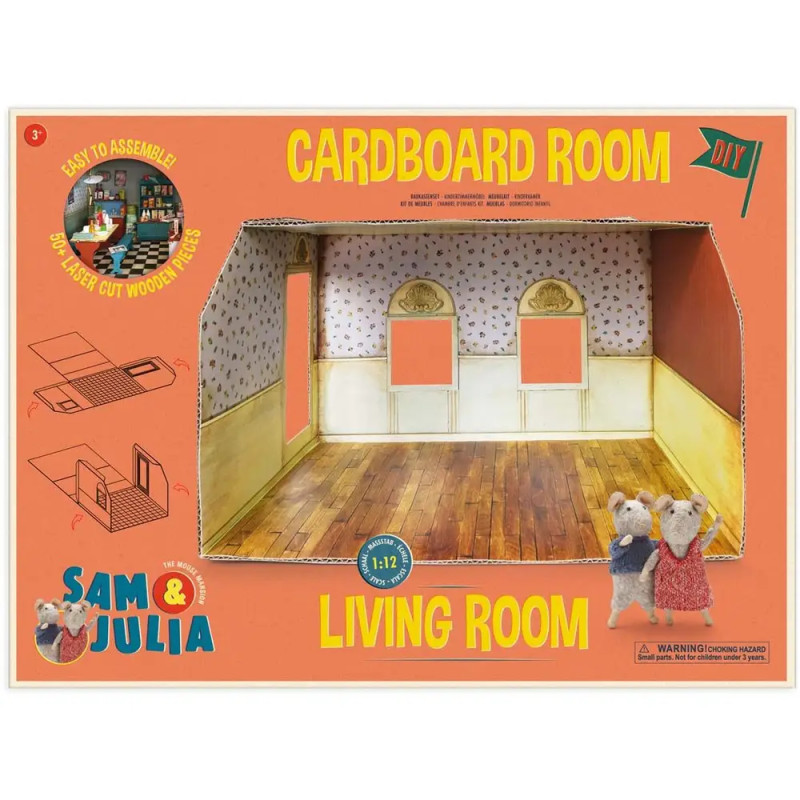 Maileg Mäusehaus Zimmer Wohnzimmer aus Karton – Einfacher Aufbau für kreatives Spiel