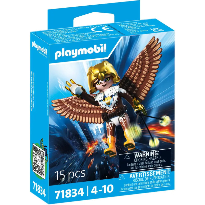 PLAYMOBIL Heroes Flügel-Heldin Skyclash – Sammelfigur mit Falkenflügeln & Bolas-Waffe