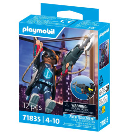 PLAYMOBIL Heroes Schatten-Held Silver Hook – Sammelfigur mit tragbarem Geschütz