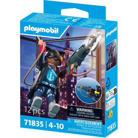 PLAYMOBIL Heroes Schatten-Held Silver Hook – Sammelfigur mit tragbarem Geschütz