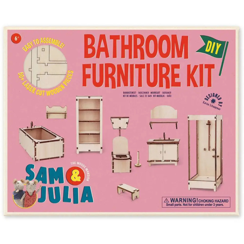Invento Sam & Julia DIY Mini-Badezimmer Bastelset – Möbelbausatz für Mäusehaus | ab 6 Jahren
