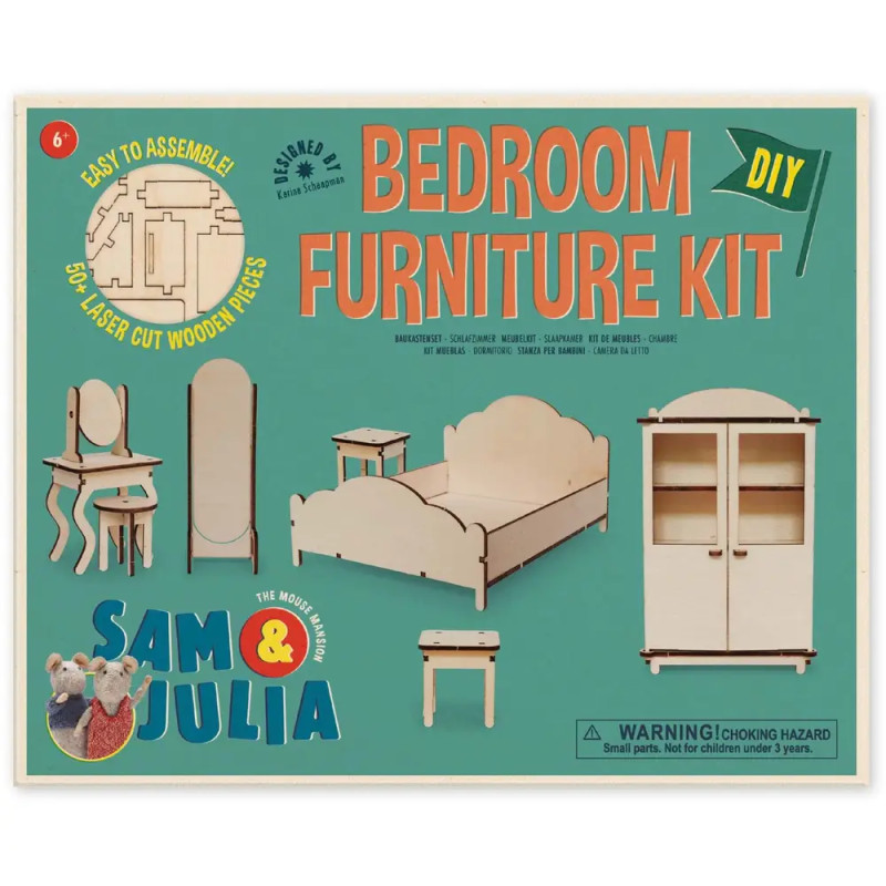 Invento Sam & Julia DIY Mini-Schlafzimmer Bastelset – Möbelbausatz für Mäusehaus | ab 6 Jahren