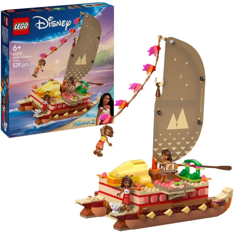 LEGO Disney Princess 43270 Vaianas Abenteuerfloß – Detailreiches Zweirumpfboot mit Figuren | Ab 6 Jahren