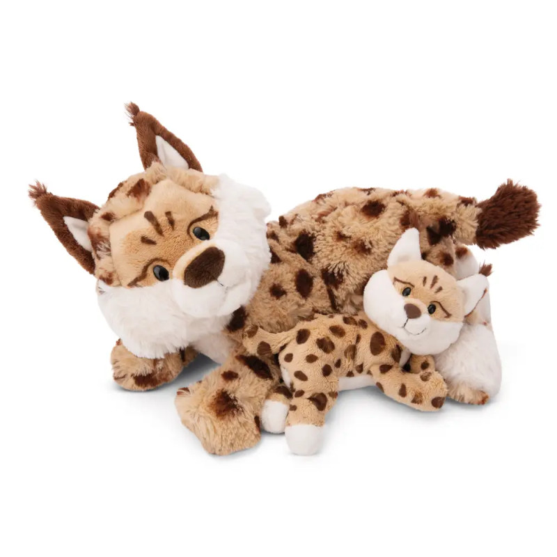 NICI GREEN Luchs Mutter Lyka 40cm mit Baby – Nachhaltiges Kuscheltier Set – Gefleckt & Flauschig