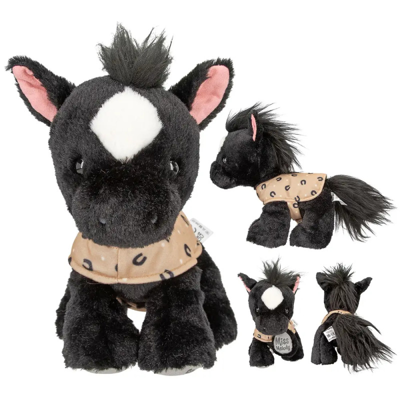 Miss Melody Plüschpferd Black Angel 20cm – Kuscheltier mit Satteldecke