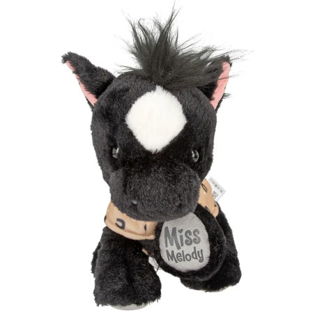 Miss Melody Plüschpferd Black Angel 20cm – Kuscheltier mit Satteldecke