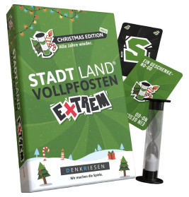 DENKRIESEN Stadt Land Vollpfosten Christmas | Das Weihnachts-Partyspiel ab 12 J. | 2-6 Spieler