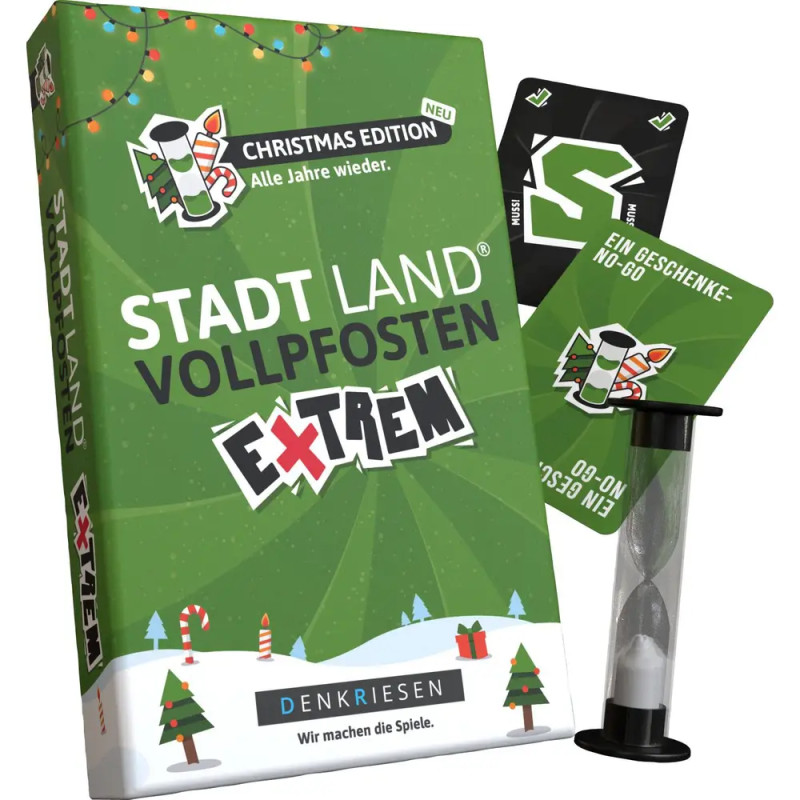 DENKRIESEN Stadt Land Vollpfosten Christmas | Das Weihnachts-Partyspiel ab 12 J. | 2-6 Spieler