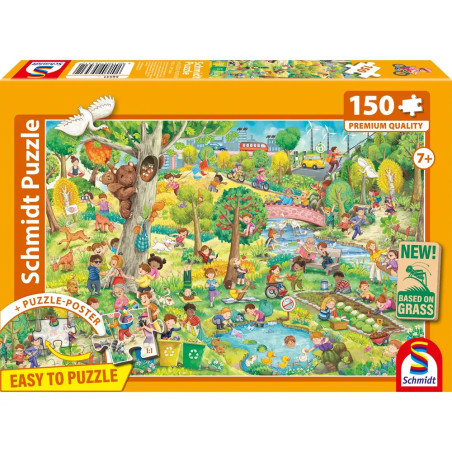 Schmidt Spiele Nachhaltiges Puzzle 150 Teile – Mit Graspappe NATPAX® für Spiel, Spaß & Umweltschutz