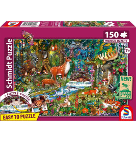 Schmidt Spiele Tiere in den Wäldern Europas Puzzle 150 Teile – Nachhaltig aus Graspappe