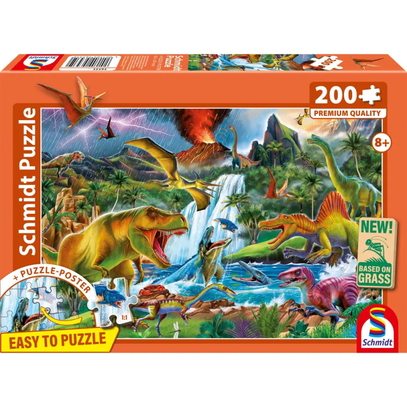 Schmidt Spiele NATPAX Puzzle 'Faszinierende Urzeitriesen' (200 Teile) auf nachhaltiger Graspappe. Ökologisch, ab 8 J. EAN 400150