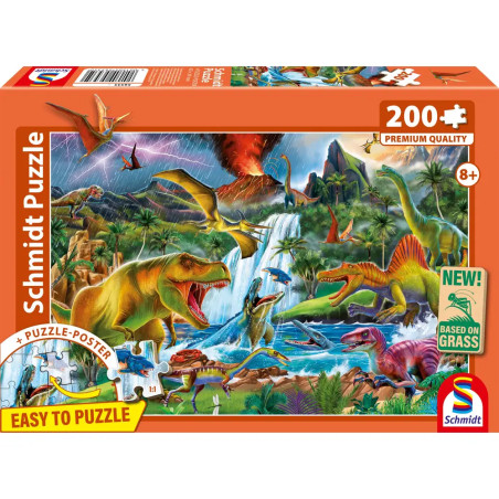 Schmidt Spiele NATPAX Puzzle 'Faszinierende Urzeitriesen' (200 Teile) auf nachhaltiger Graspappe. Ökologisch, ab 8 J. EAN 400150