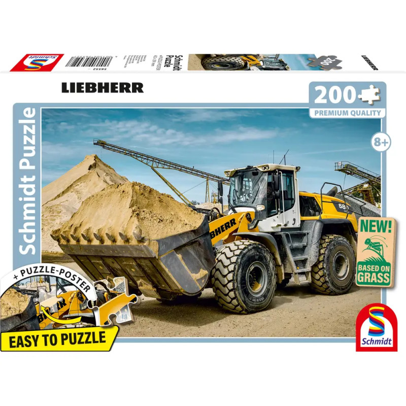 Schmidt Spiele Kinderpuzzle Liebherr Radlader L580 | 200 Teile Baustellenfahrzeug | Puzzle (4001504565527)