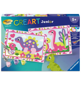 Ravensburger CreArt Junior Malen nach Zahlen – Bunte Dinosaurier | Ab 7 Jahren