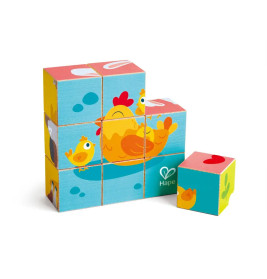 Hape Bauernhoftiere Blockpuzzle | Robustes Holzpuzzle für Kinder ab 2 Jahren