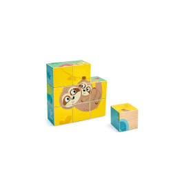 Hape Wildtiere Blockpuzzle | Entdecke 6 spannende Motive | Holzspielzeug ab 2 Jahren