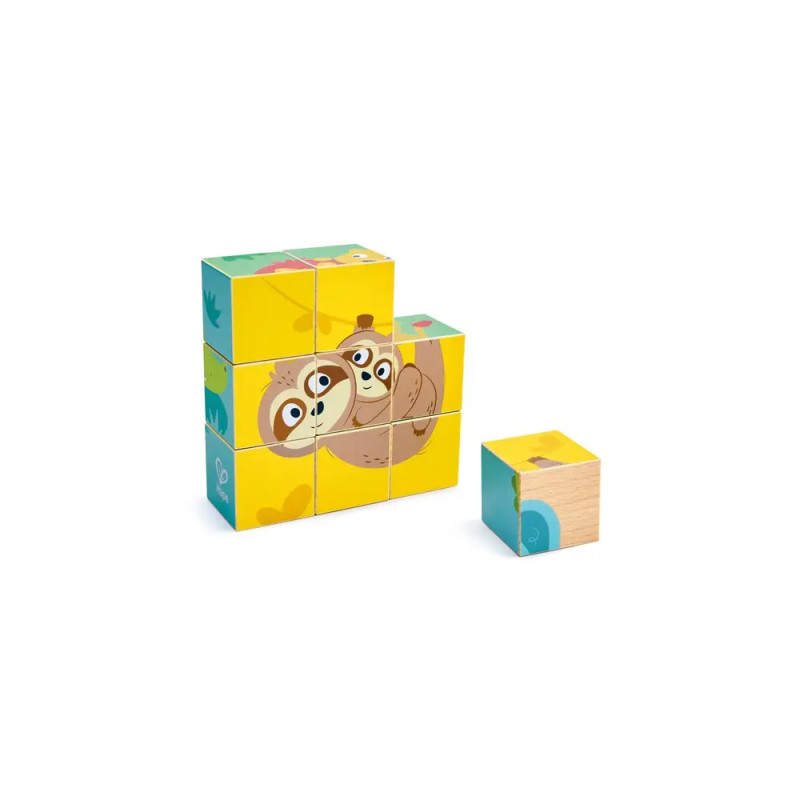 Hape Wildtiere Blockpuzzle | Entdecke 6 spannende Motive | Holzspielzeug ab 2 Jahren