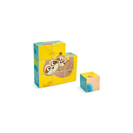 Hape Wildtiere Blockpuzzle | Entdecke 6 spannende Motive | Holzspielzeug ab 2 Jahren