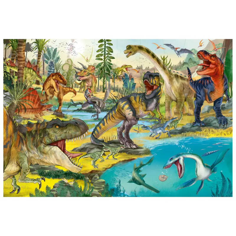 Depesche Dino World Puzzle 50 Teile – Für Kinder mit Karton-Koffer