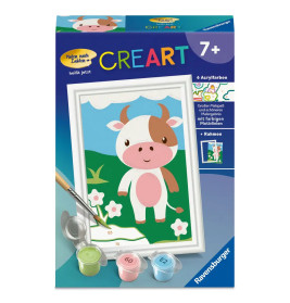 Ravensburger CreArt Malen nach Zahlen Kinder – Süße Kuh Motiv | Ab 7 Jahren