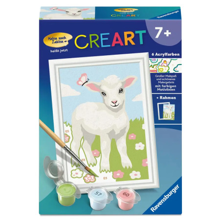 Ravensburger CreArt Malen nach Zahlen Kinder – Süßes Lämmchen | Ab 7 Jahren