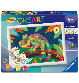 Ravensburger CreArt Malen nach Zahlen für Kinder – Farbenfrohes Chamäleon ab 9 J.