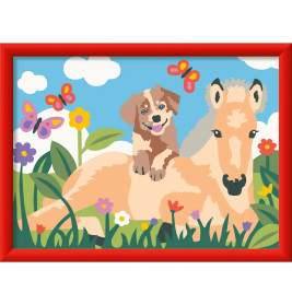 Ravensburger CreArt Malen nach Zahlen für Kinder – Fohlen und Welpe Set ab 9 J.