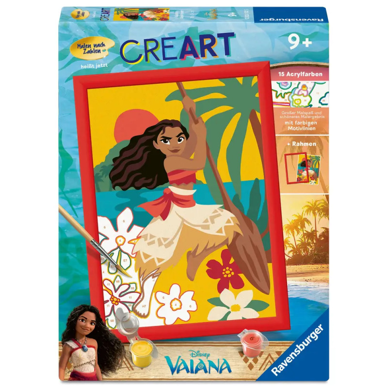 Ravensburger CreArt Disney Vaianas Abenteuer Malen nach Zahlen für Kinder ab 7 J.