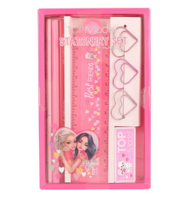 TOPModel Schreib-Set Rosé/Pink – 3 Bleistifte, Lineal, Klammern, Radiergummi