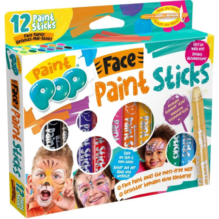 Paint Pop Face Paint Sticks 12 Farben | Schminkstifte für Kinder & Erwachsene