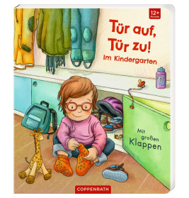 Coppenrath Verlag Tür auf, Tür zu! – Im Kindergarten. Pappbilderbuch mit Schiebern & Klappen, ab 1 J. EAN 9783649649489