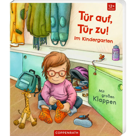 Coppenrath Verlag Tür auf, Tür zu! – Im Kindergarten. Pappbilderbuch mit Schiebern & Klappen, ab 1 J. EAN 9783649649489