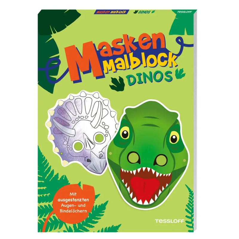 TESSLOFF Masken-Malblock Dinos – 12 Masken zum Ausmalen & Basteln ab 4 J.