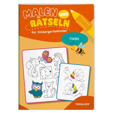 TESSLOFF Malen und Rätseln für Kinder: Tiere | Lern- & Malbuch ab 3 Jahren | Feinmotorik & Spaß