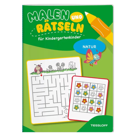 TESSLOFF Malen & Rätseln Natur für Kindergartenkinder ab 3 Jahren - Fördert Konzentration und Feinmotorik