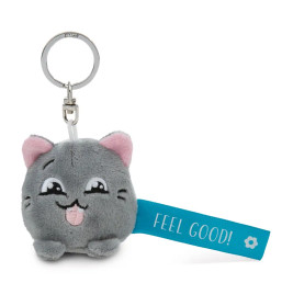 Schlüsselanhänger Katze Feel Good! blau