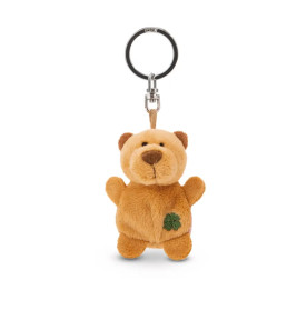 Schlüsselanhänger Bär beige mit Kleeblatt
