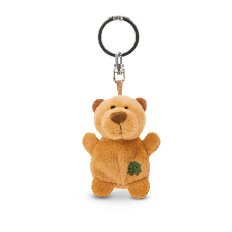 Schlüsselanhänger Bär beige mit Kleeblatt