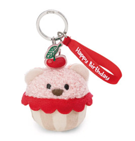 NICI Schlüsselanhänger Bär Cupcake – 'Happy Birthday' – Kuscheliger Plüsch-Anhänger | Geschenkidee