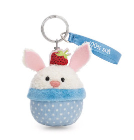 NICI Schlüsselanhänger Hase Cupcake – '100% süß' – Plüschtier Anhänger | Geschenk für Hasenliebhaber