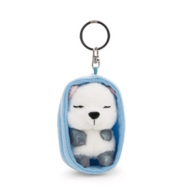 NICI Schlüsselanhänger Sleeping Pets Schneefuchs 8cm hellblau – Kuscheliger Tier-Anhänger