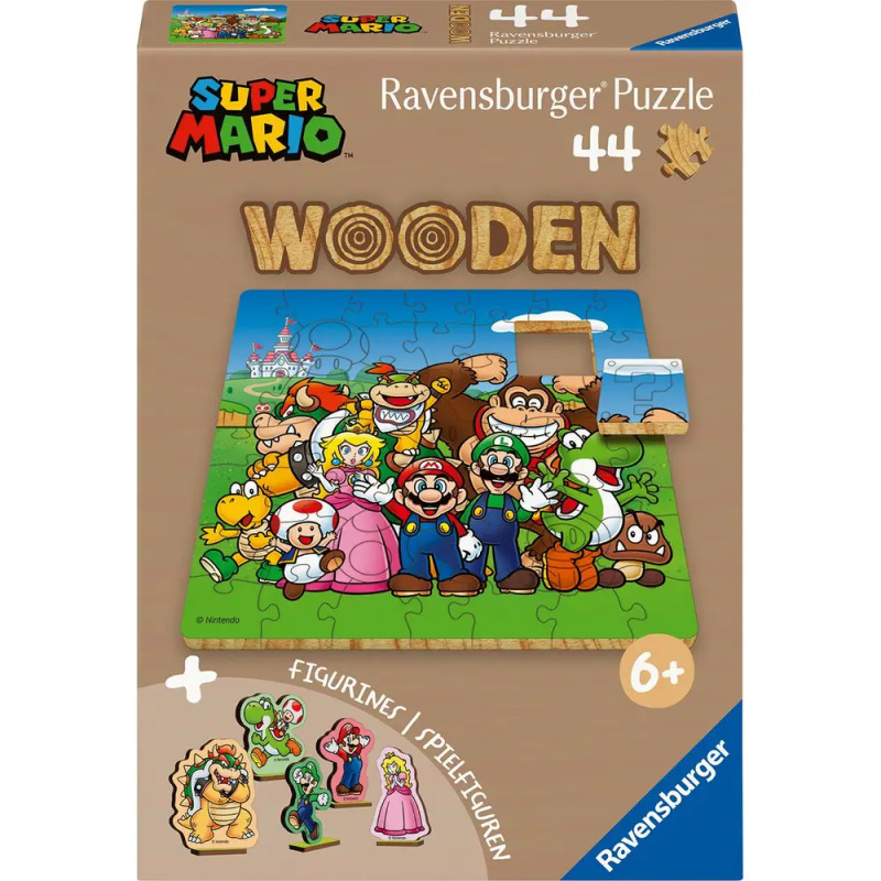 Ravensburger WOODEN Kids Puzzle 12004086 - Super Mario - 44 Teile Kontur-Holzpuzzle mit stabilen, in