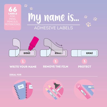 My name is ... Set mit selbstk lebenden Etiketten - Kitty