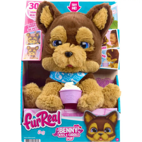 FurReal Benny the Kiss & Cudd – Interaktives Kuscheltier Tier zum Liebhaben